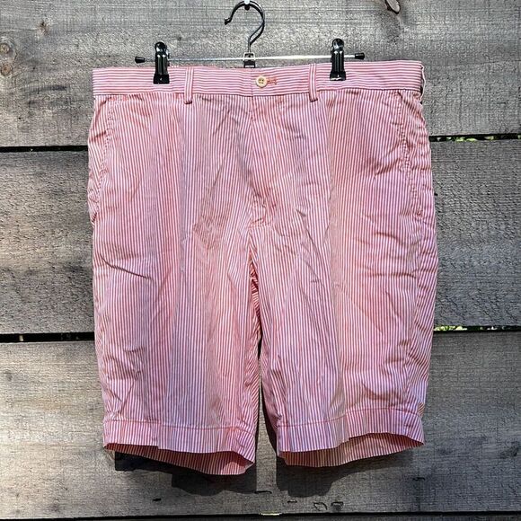 Polo Golf Ralph Lauren Men's Red and White Striped Seersucker Chino Shorts Size - Picture 1 of 7